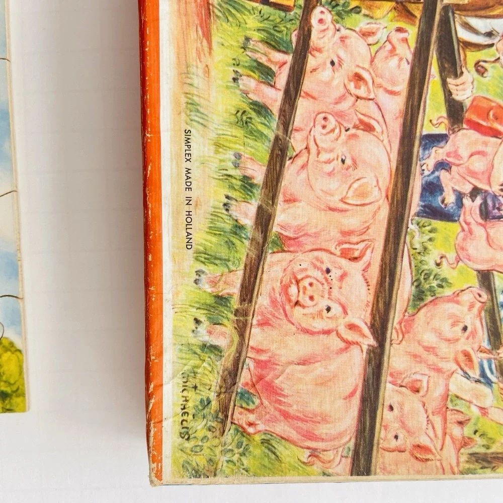 Vtg Simplex Wooden Jigsaw Puzzle 56 Pieces Farm‎ Fair Made In Holland